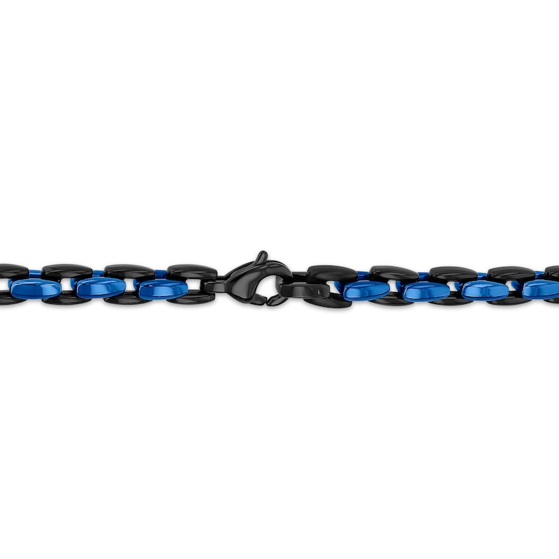 Main Image 5 of 6mm Rounded H-Link Chain Necklace & Bracelet Set Black & Blue Ion-Plated Stainless Steel