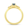 Thumbnail Image 3 of American Blue Sapphire & Diamond Halo Ring 1/8 ctw tw 10K Yellow Gold