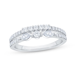 Now + Forever Round & Marquise-Cut Diamond Two-Row Anniversary Ring 1/2 ct tw 10K White Gold