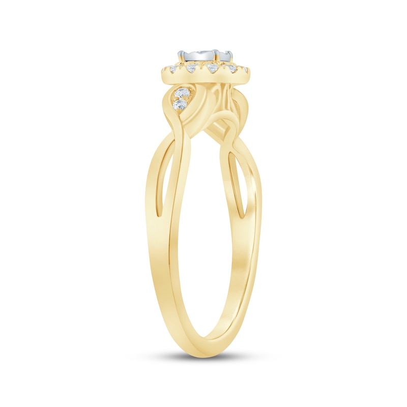 Main Image 2 of Now + Forever Round-Cut Diamond Halo Engagement Ring 1/4 ct tw 14K Yellow Gold