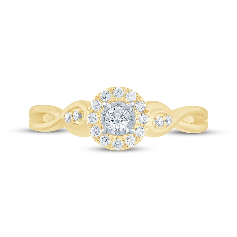 Main Image 3 of Now + Forever Round-Cut Diamond Halo Engagement Ring 1/4 ct tw 14K Yellow Gold