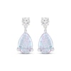 Thumbnail Image 2 of Pear-Shaped Lab-Created Opal & White Lab-Created Sapphire Drop Earrings Sterling Silver