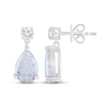 Thumbnail Image 3 of Pear-Shaped Lab-Created Opal & White Lab-Created Sapphire Drop Earrings Sterling Silver