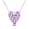 Thumbnail Image 1 of Pink Lab-Created Sapphire Pavé Heart Necklace Sterling Silver 18"