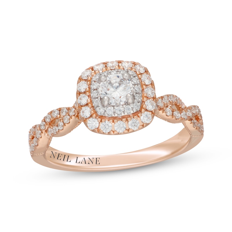 Main Image 1 of Neil Lane Round-Cut Diamond Double Halo Engagement Ring 5/8 ct tw 14K Two-Tone Gold