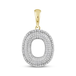 Diamond Puff Letter O Initial Charm 1/3 ct tw 10K Yellow Gold