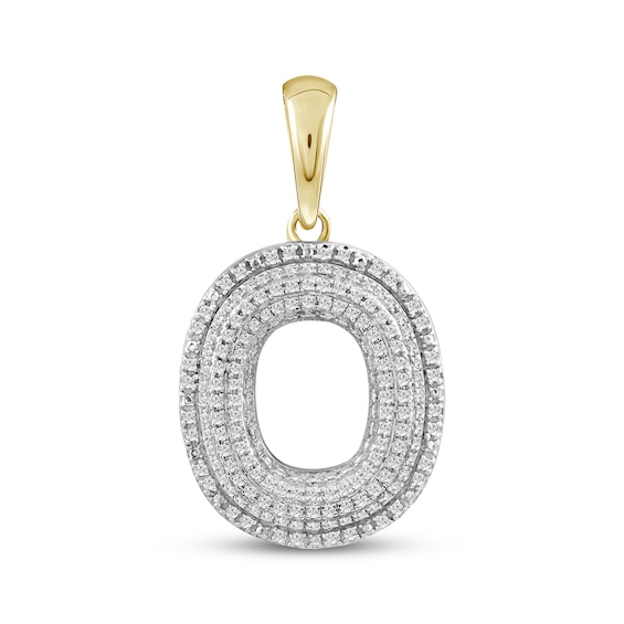 Diamond Puff Letter O Initial Charm 1/3 ct tw 10K Yellow Gold