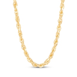 Glitter Rope Chain Necklace 3.8mm Solid 14K Yellow Gold 22"