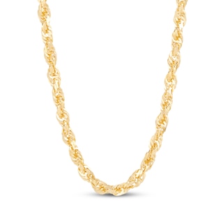 Glitter Rope Chain Necklace 3.8mm Solid 14K Yellow Gold 22"