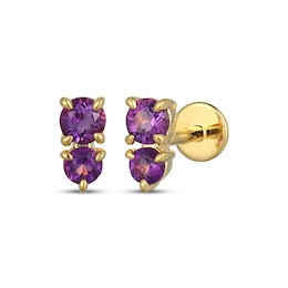 STUDIO BY KAY Amethyst Two-Stone Stud Earrings 24K Yellow Gold Vermeil Sterling Silver