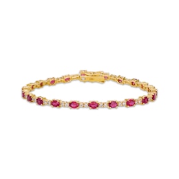 Le Vian Oval-Cut Ruby Line Bracelet 1 ct tw Diamonds 14K Honey Gold 7"