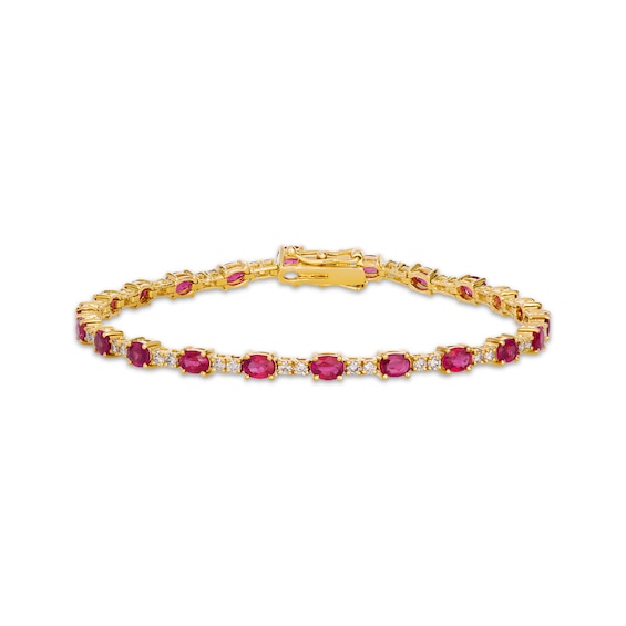 Le Vian Oval-Cut Ruby Line Bracelet 1 ct tw Diamonds 14K Honey Gold 7"