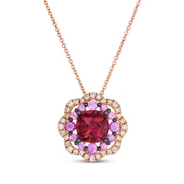 Le Vian Cushion-Cut Pink Tourmaline & Pink Sapphire Necklace 1/5 ct tw Diamonds 14K Strawberry Gold 20"