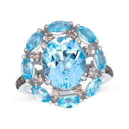 Le Vian Oval-Cut Blue Topaz Ring 1/4 ct tw Diamonds 14K Vanilla Gold