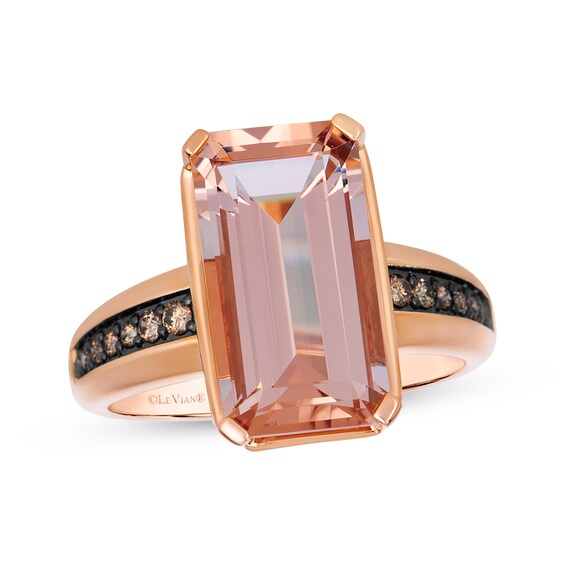 Le Vian Chocolatier Octagon-Cut Morganite Ring 1/10 ct tw Diamonds 14K Strawberry Gold