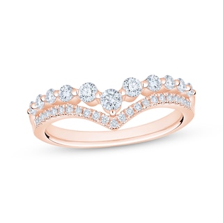 Now + Forever Lab-Grown Diamonds Chevron Contour Two Row Anniversary Ring 1/2 ct tw 14K Rose Gold