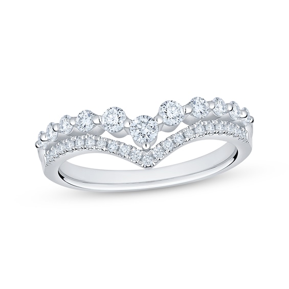 Now + Forever Lab-Grown Diamonds Chevron Contour Two Row Anniversary Ring 1/2 ct tw 14K White Gold