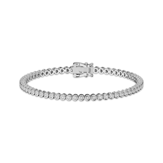Diamond Round-Link Bracelet 1/4 ct tw Sterling Silver 7.25"