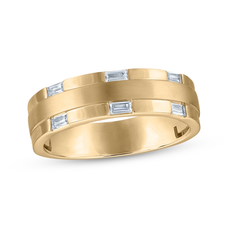 Main Image 1 of Now + Forever Men's Baguette-Cut Diamond Wedding Band 1/4 ct tw 10K Yellow Gold