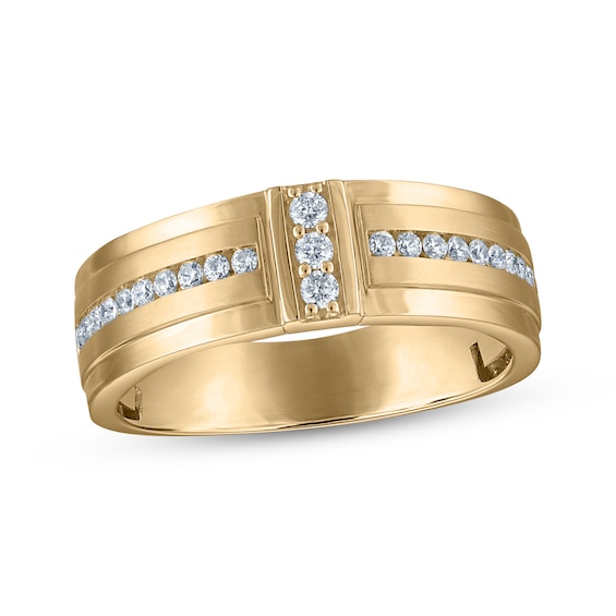 Now + Forever Men's Diamond Wedding Band 1/3 ct tw 10K Yellow Gold