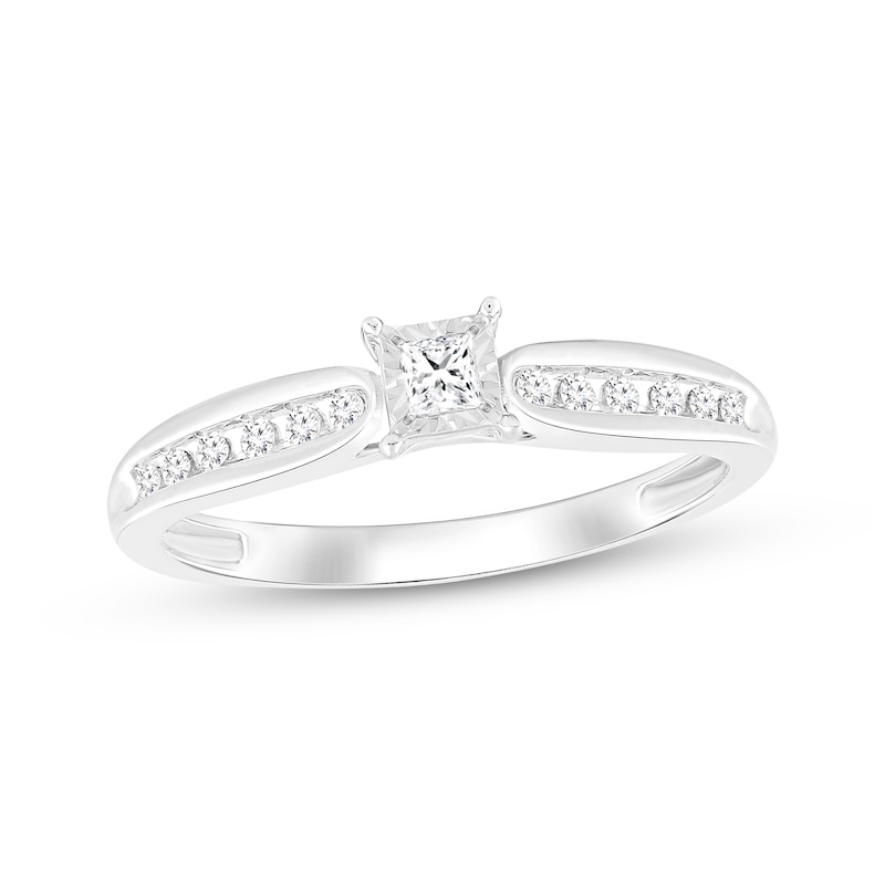 Main Image 1 of Princess-Cut Diamond Promise Ring 1/6 ct tw 10K White Gold