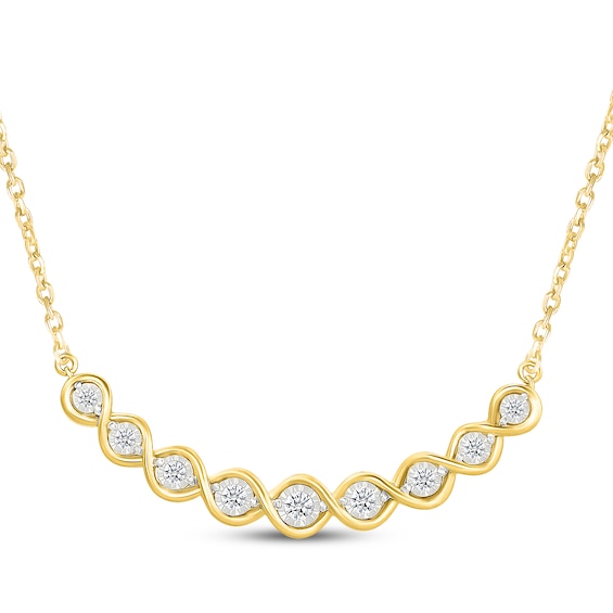 Diamond Spiral Necklace 1/4 ct tw 10K Yellow Gold 18"