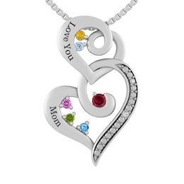 Birthstone Family & Mother's Necklace (2-6 Stones and 2 Lines)