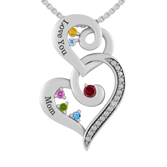 Birthstone Family & Mother's Necklace (2-6 Stones and 2 Lines)