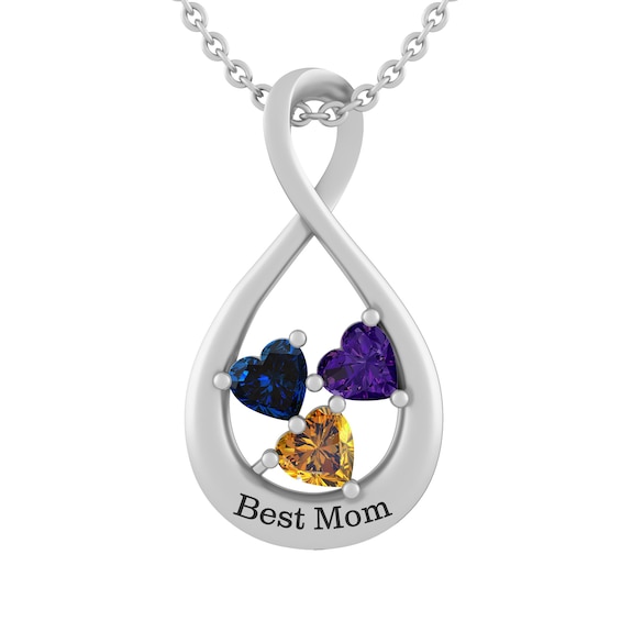 Birthstone Family & Mother's Necklace (1-3 Stones and 1 Line)
