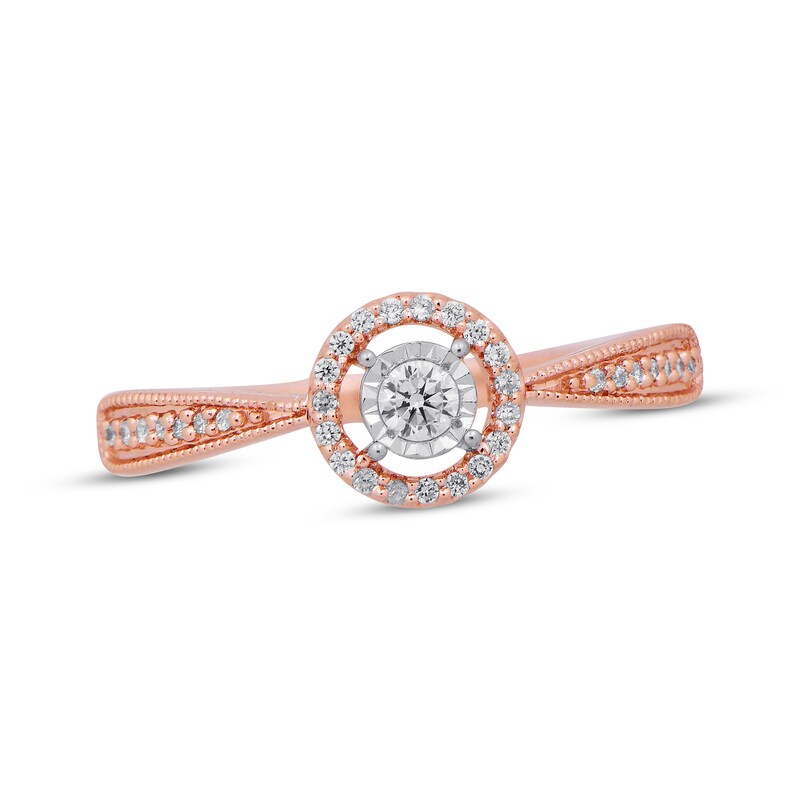 Diamond Halo Frame Promise Ring 1/8 ct tw 10K Rose Gold