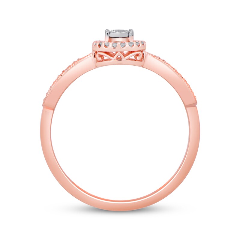 Diamond Halo Frame Promise Ring 1/8 ct tw 10K Rose Gold
