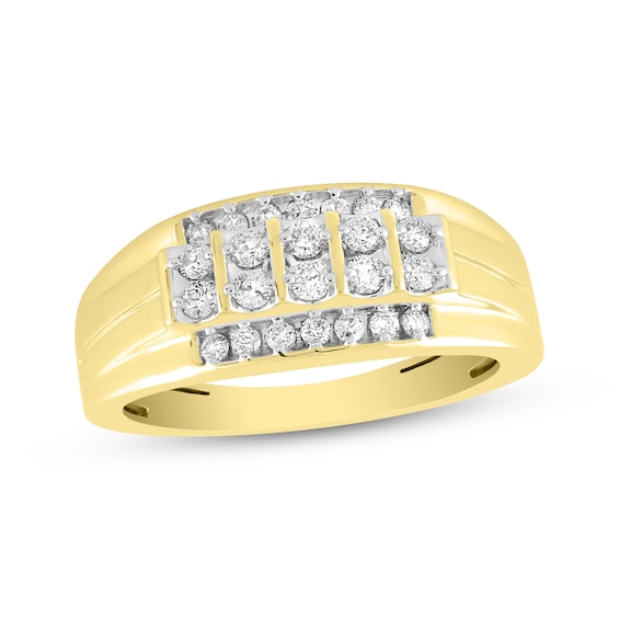 Men's Diamond Multi-Row Ring 1 ct tw 10K Yellow Gold