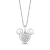 Disney Treasures Mickey Mouse Diamond Heart Necklace Sterling Silver 19"