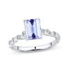 Thumbnail Image 1 of Now + Forever Emerald-Cut Tanzanite & Diamond Engagement Ring 1/10 ct tw 14K White Gold