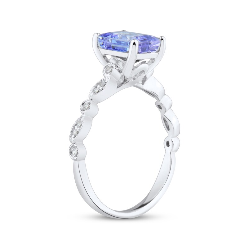 Main Image 2 of Now + Forever Emerald-Cut Tanzanite & Diamond Engagement Ring 1/10 ct tw 14K White Gold