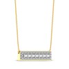 Thumbnail Image 1 of Baguette & Round-Cut Diamond Bar Necklace 1/4 ct tw 10K Yellow Gold 18”