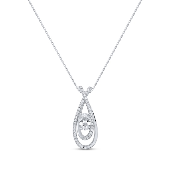 KAY Lab-Grown Diamonds Oval-Cut Overlapping Teardrop Necklace 1/2 ct tw 14K White Gold 18"