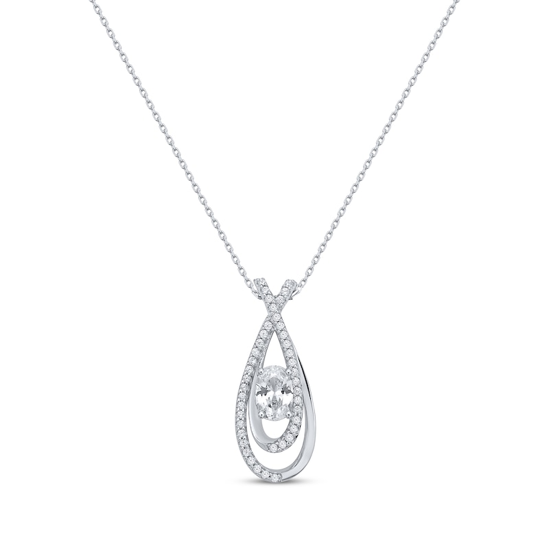 Main Image 1 of KAY Lab-Grown Diamonds Oval-Cut Overlapping Teardrop Necklace 1/2 ct tw 14K White Gold 18&quot;