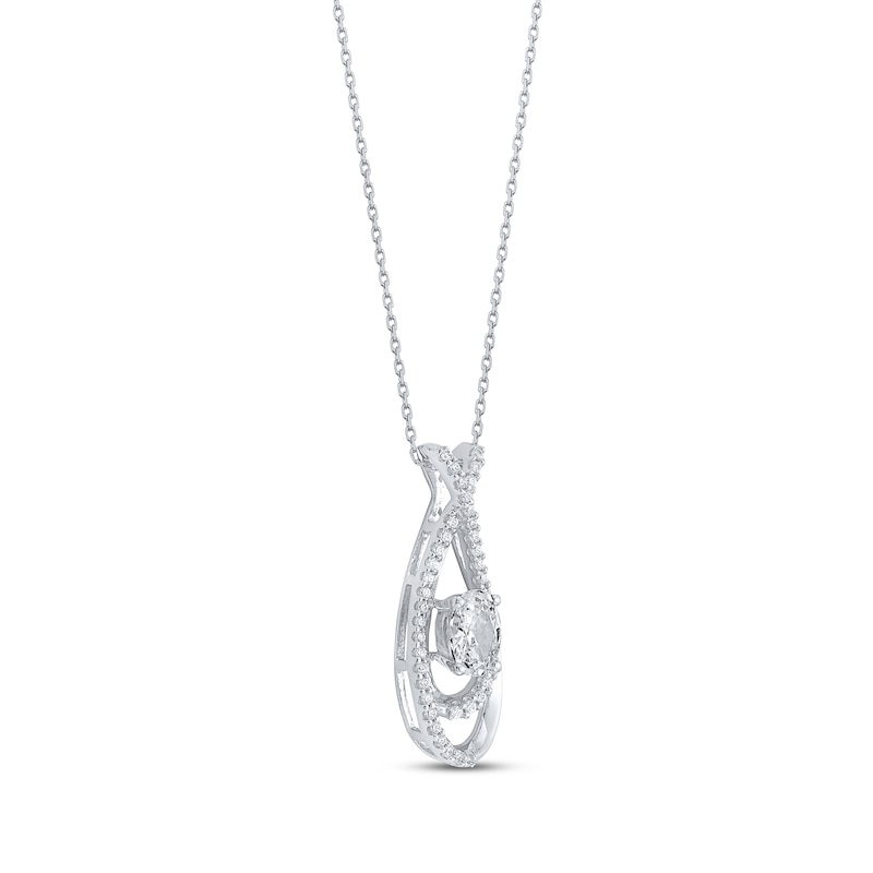 Main Image 2 of KAY Lab-Grown Diamonds Oval-Cut Overlapping Teardrop Necklace 1/2 ct tw 14K White Gold 18&quot;