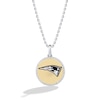 True Fans New England Patriots 1/10 CT. T.W. Diamond Enamel Disc Necklace in Sterling Silver and 10K Yellow Gold