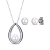 Thumbnail Image 1 of Cultured Pearl Necklace & Stud Earrings Gift Set Sterling Silver