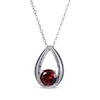 Thumbnail Image 2 of Round-Cut Garnet Necklace & Stud Earrings Gift Set Sterling Silver 18"