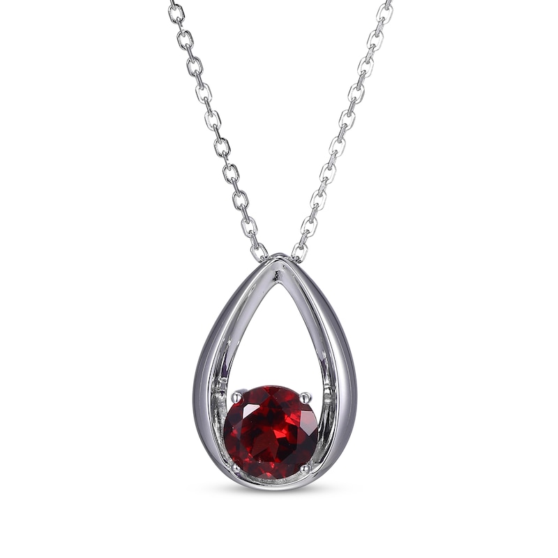 Main Image 2 of Round-Cut Garnet Necklace & Stud Earrings Gift Set Sterling Silver 18"