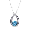 Thumbnail Image 2 of Round-Cut Swiss Blue Topaz Necklace & Stud Earrings Gift Set Sterling Silver 18"
