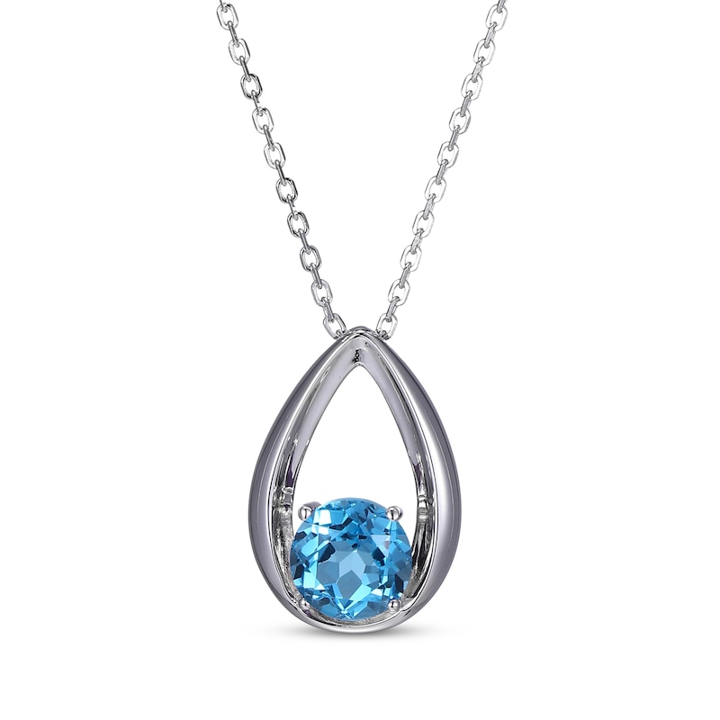 Main Image 2 of Round-Cut Swiss Blue Topaz Necklace & Stud Earrings Gift Set Sterling Silver 18"