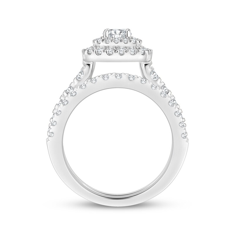 Main Image 3 of Round-Cut Diamond Cushion-Shaped Bridal Set 1-5/8 ct tw 14K White Gold