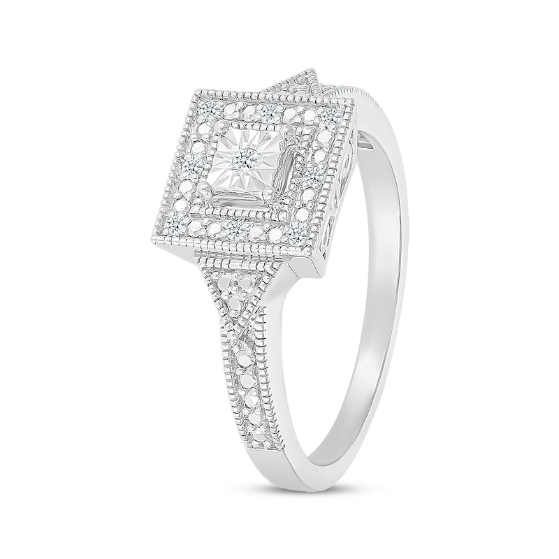 Main Image 2 of Diamond Art Deco-Style Square Promise Ring 1/20 ct tw Sterling Silver