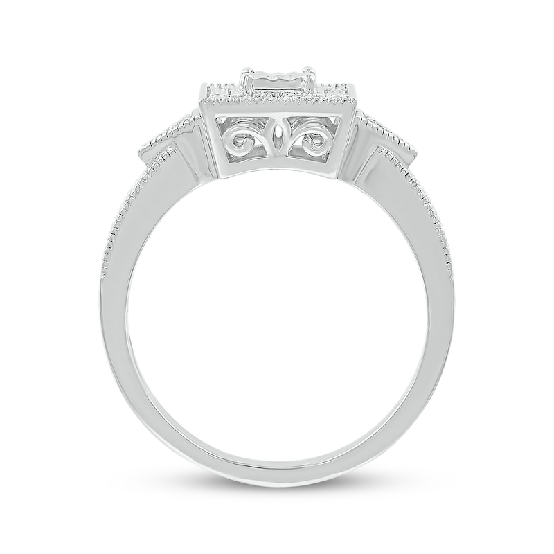 Diamond Art Deco-Style Square Promise Ring 1/20 ct tw Sterling Silver