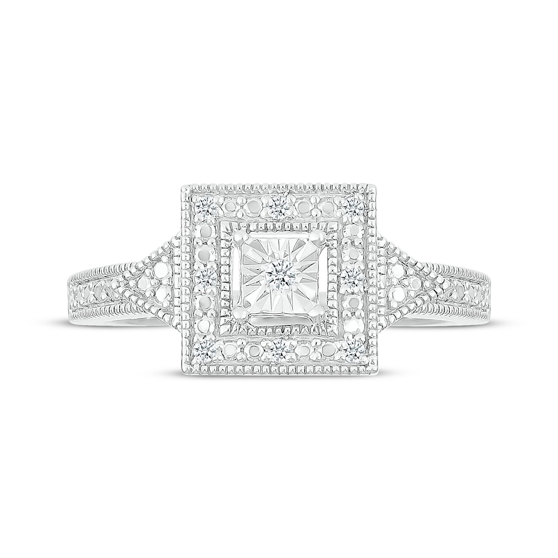 Diamond Art Deco-Style Square Promise Ring 1/20 ct tw Sterling Silver