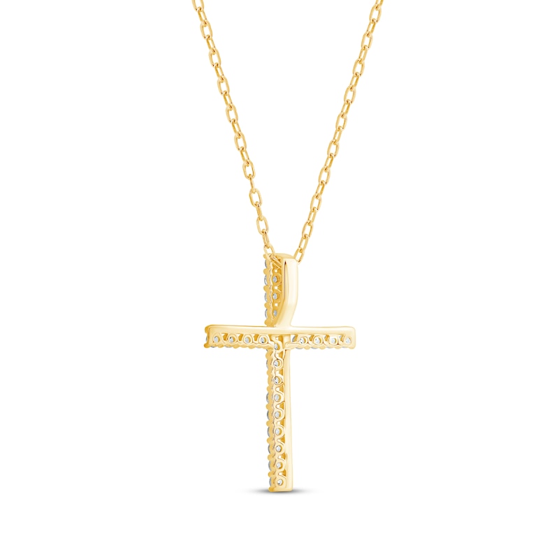Main Image 4 of Diamond Cross Necklace 1/4 ct tw 10K Yellow Gold 18&quot;